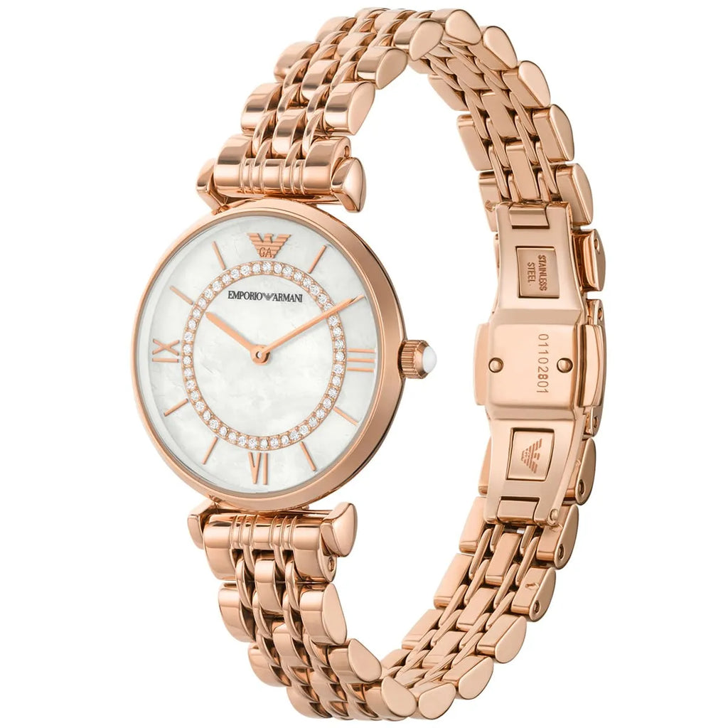 Emporio Armani Gianni T-Bar AR1909 Rose Gold Crystal Ring Watch