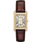 Emporio Armani Gino AR11665 Gold-Tone Rectangular Watch with Brown Leather