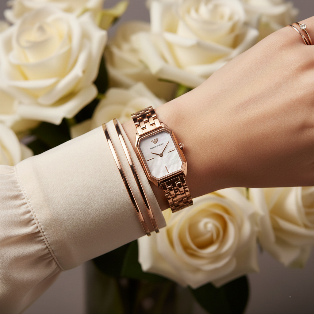 Emporio Armani Gioia AR11147 Rose Gold Mother of Pearl Square Watch