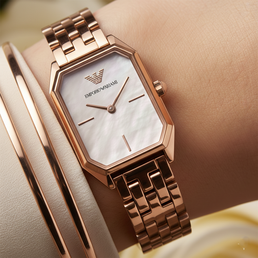 Emporio Armani Gioia AR11147 Rose Gold Mother of Pearl Square Watch