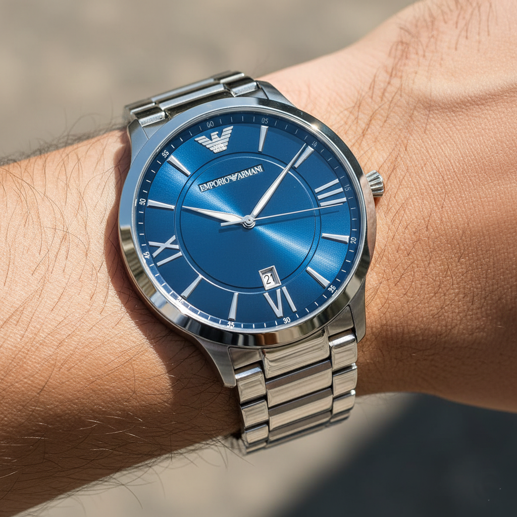 Emporio Armani Giovanni AR11227 Blue Dial Black Bezel Watch