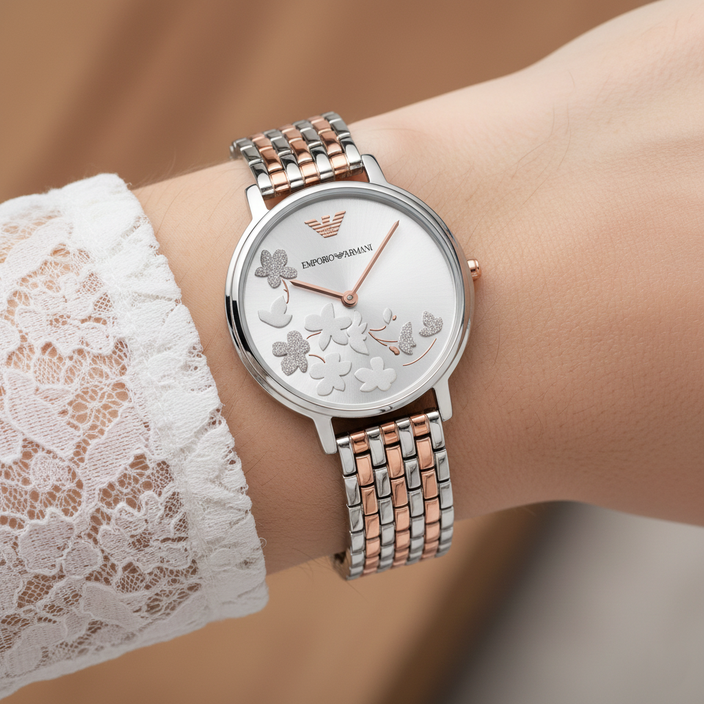 Emporio Armani Kappa AR11113 Two-Tone Floral Dial Watch