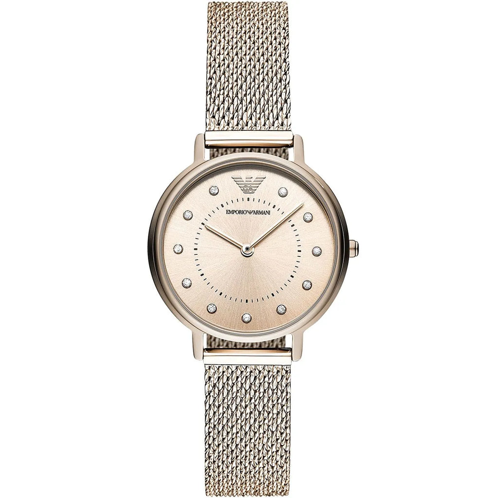 Emporio Armani Kappa AR11129 Gold Mesh Strap Crystal Watch
