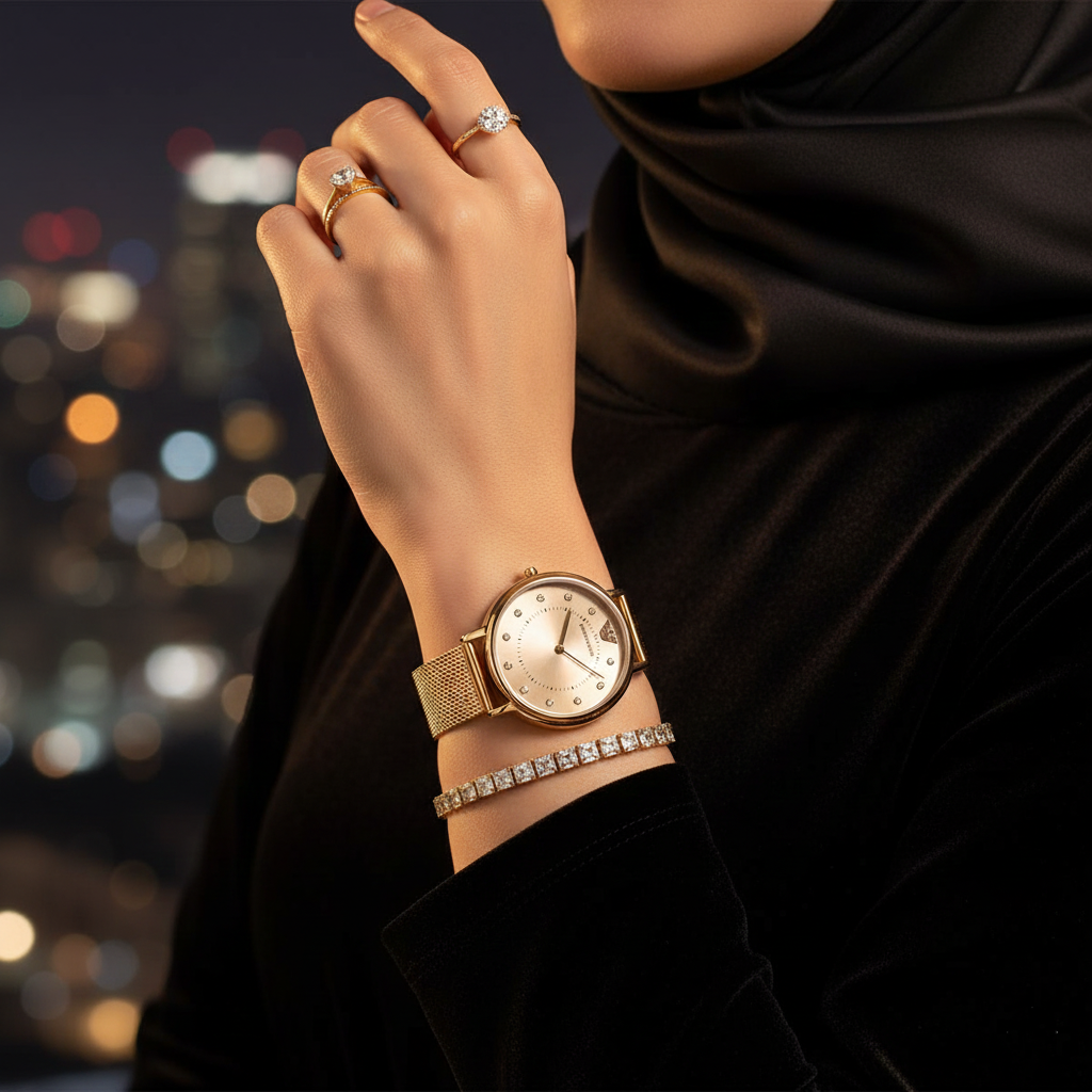 Emporio Armani Kappa AR11129 Gold Mesh Strap Crystal Watch