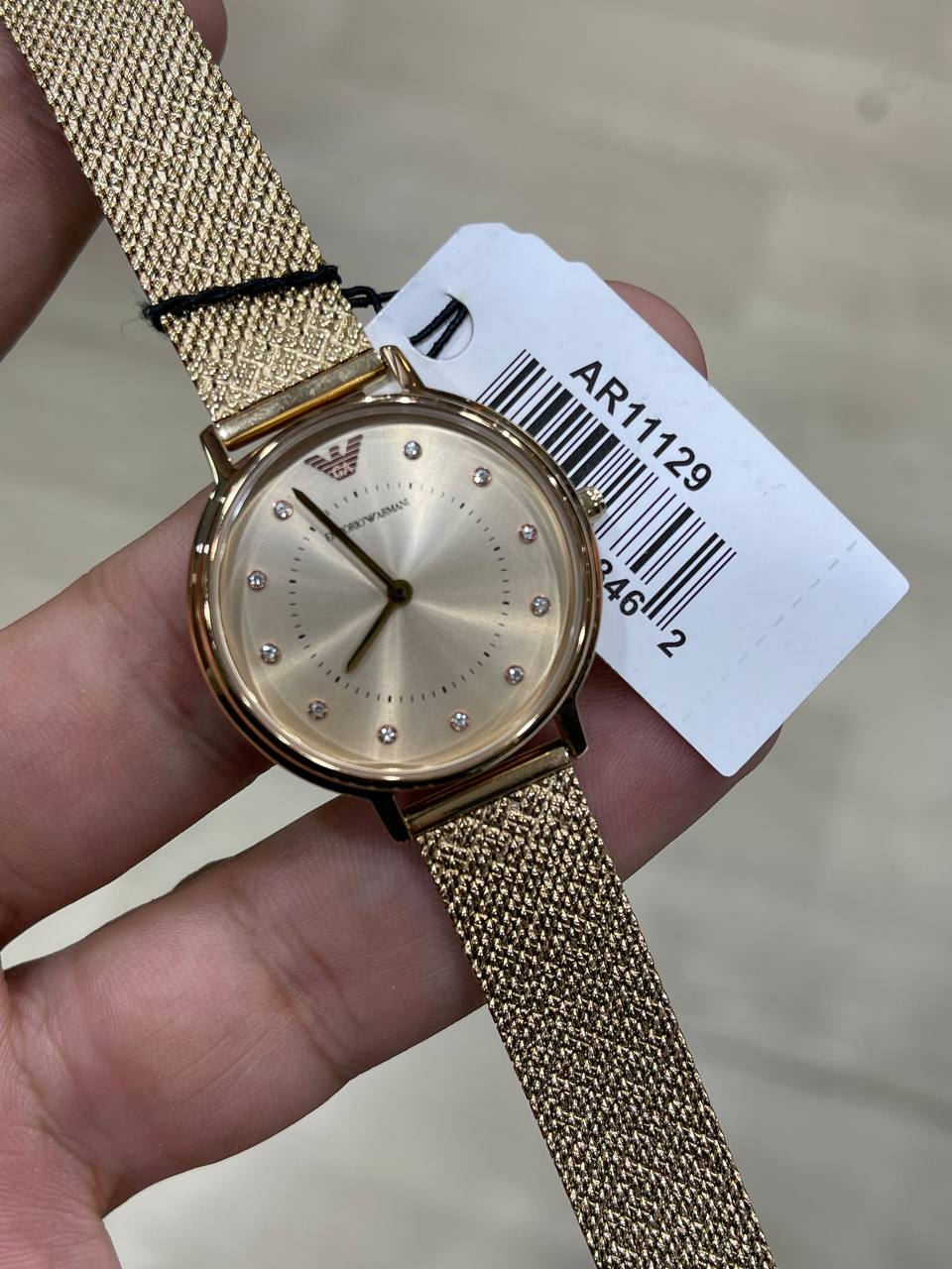 Emporio Armani Kappa AR11129 Gold Mesh Strap Crystal Watch