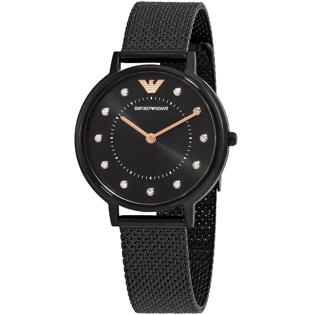 Emporio Armani Kappa AR11252 Black Mesh Strap Crystal Watch