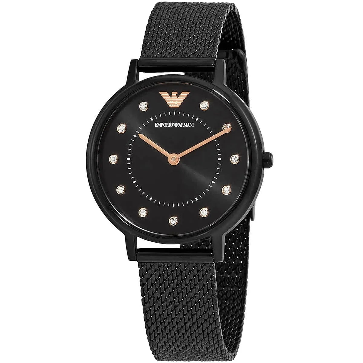 Emporio Armani Kappa AR11252 Black Mesh Strap Crystal Watch