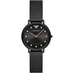 Emporio Armani Kappa AR11252 Black Mesh Strap Crystal Watch