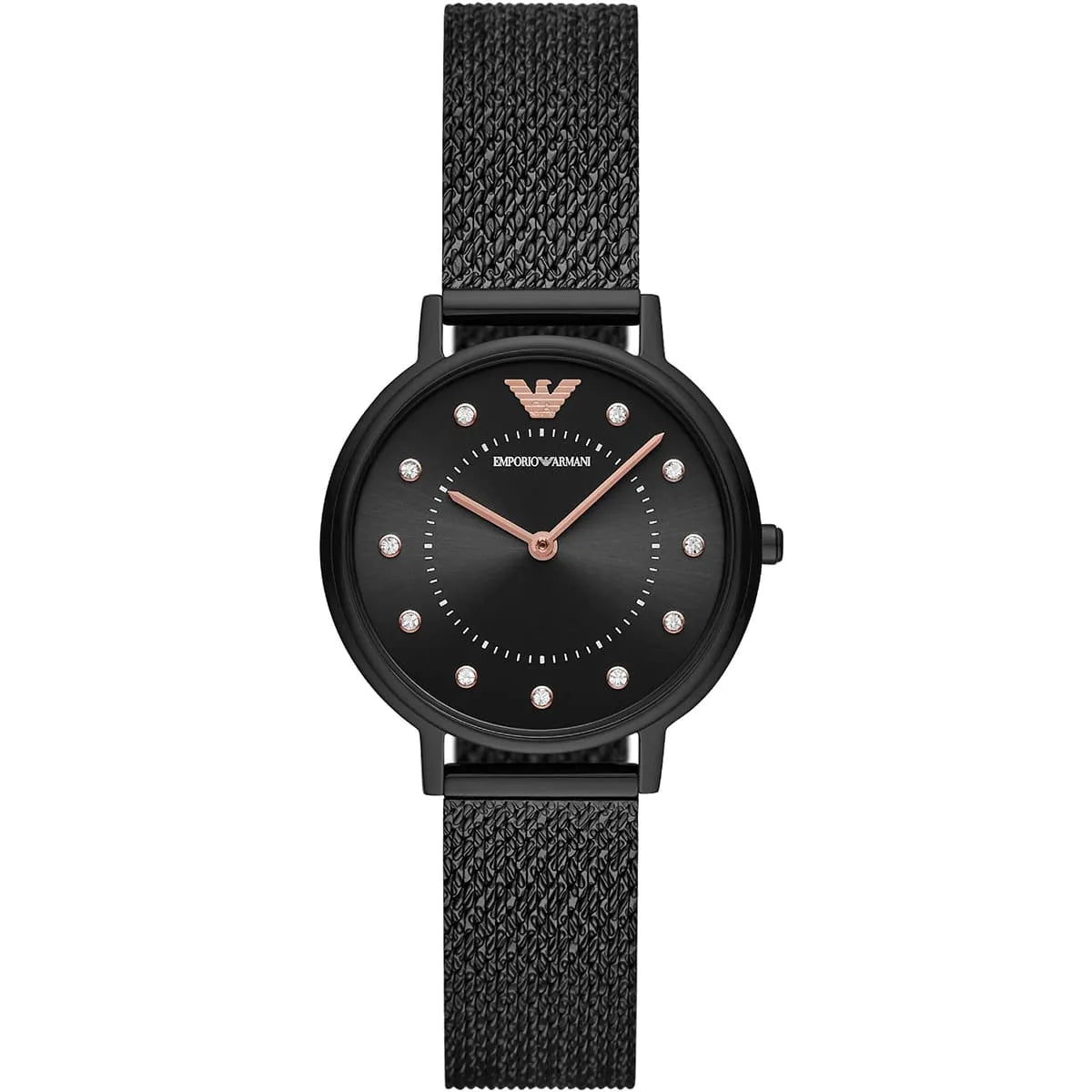 Emporio Armani Kappa AR11252 Black Mesh Strap Crystal Watch