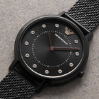 Emporio Armani Kappa AR11252 Black Mesh Strap Crystal Watch