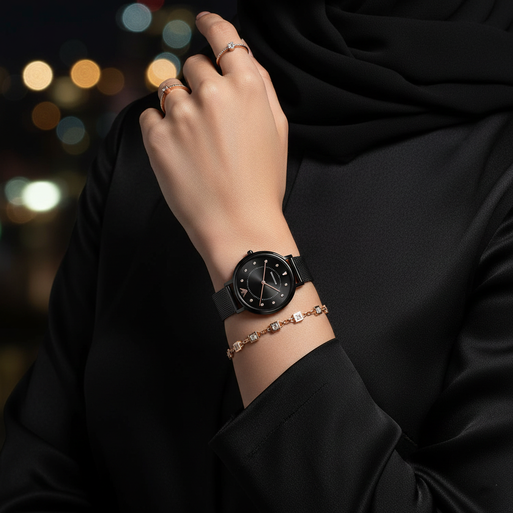 Emporio Armani Kappa AR11252 Black Mesh Strap Crystal Watch