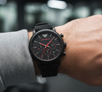 Emporio Armani Luigi XLarge AR11024 Black Rubber Chronograph Watch