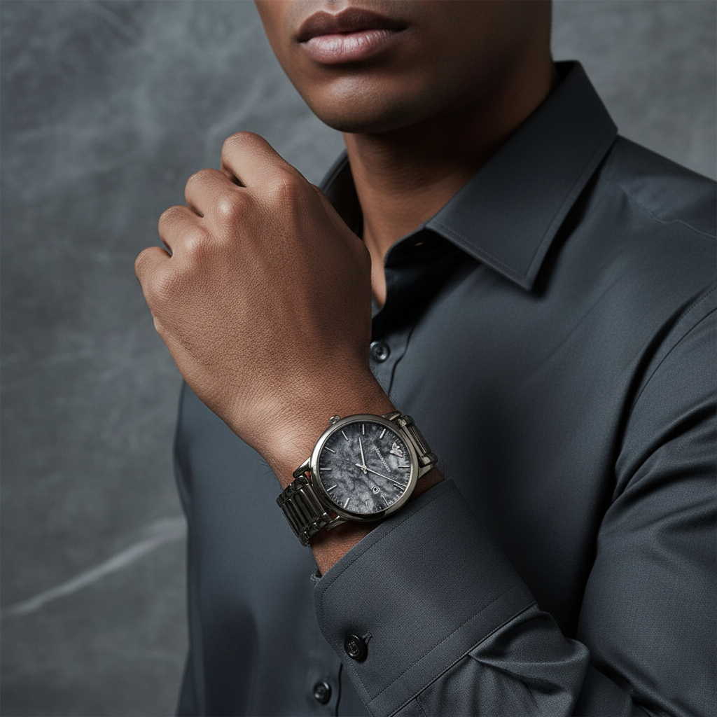 Emporio Armani Luigi AR11155 Gunmetal Watch with Marble Dial