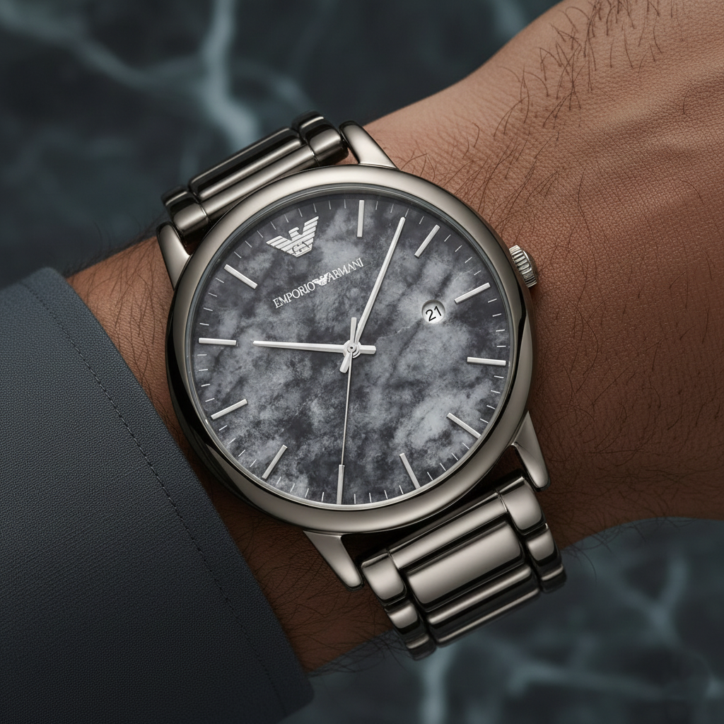 Emporio Armani Luigi AR11155 Gunmetal Watch with Marble Dial