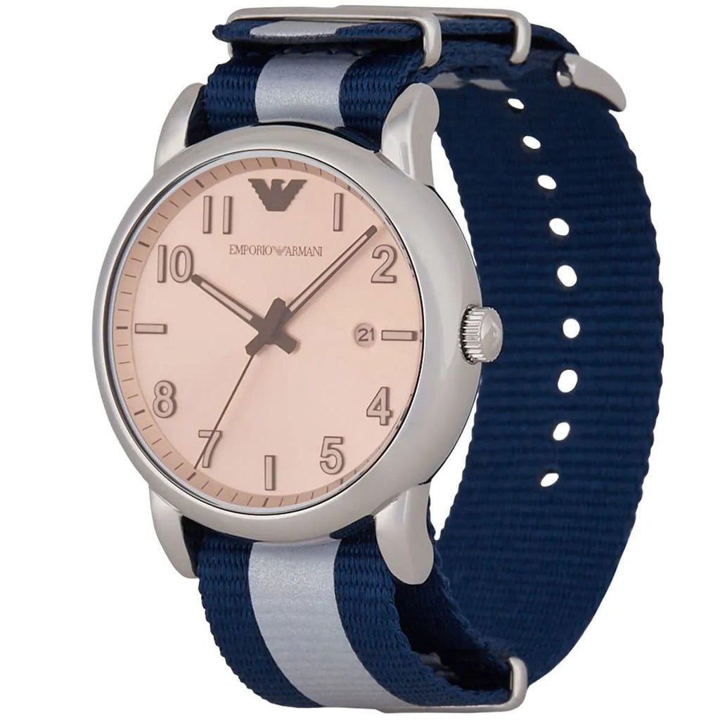 Emporio Armani Luigi AR11212 Blue Striped Fabric Watch