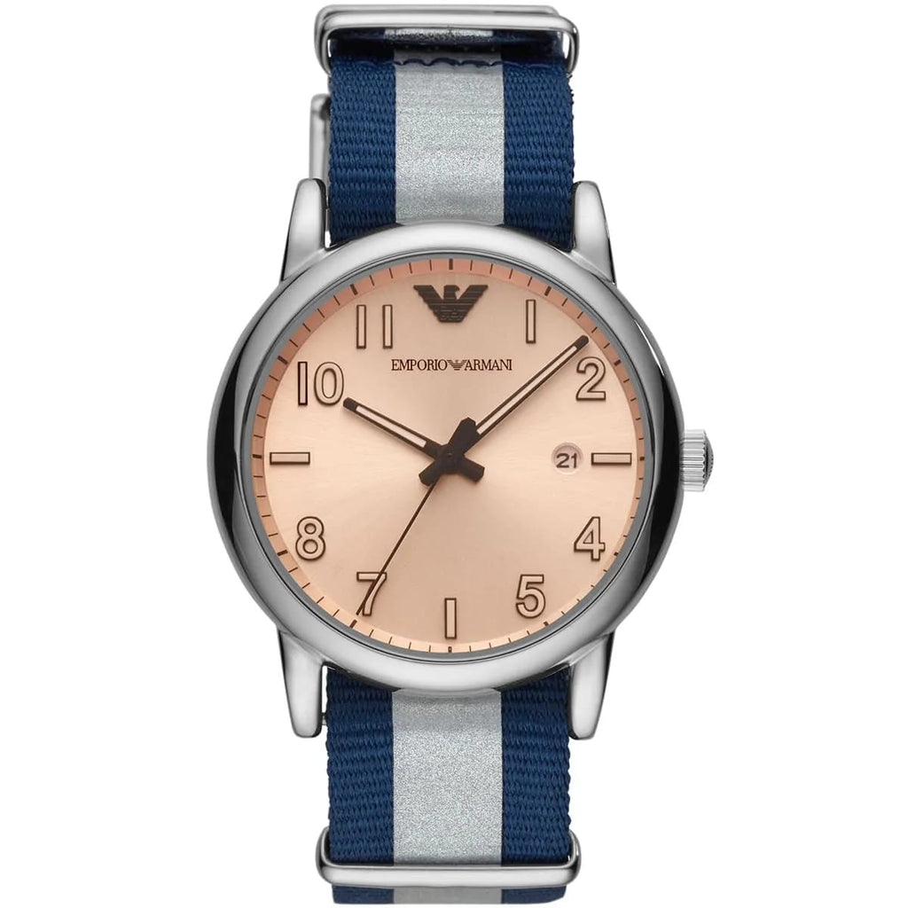 Emporio Armani Luigi AR11212 Blue Striped Fabric Watch