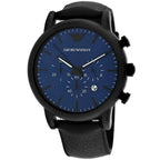 Emporio Armani Luigi AR11351 Blue Dial Black Leather Watch