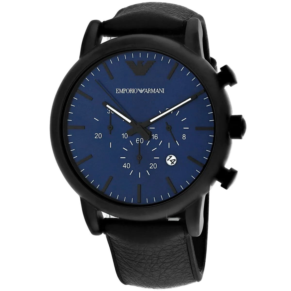 Emporio Armani Luigi AR11351 Blue Dial Black Leather Watch