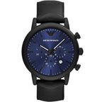 Emporio Armani Luigi AR11351 Blue Dial Black Leather Watch