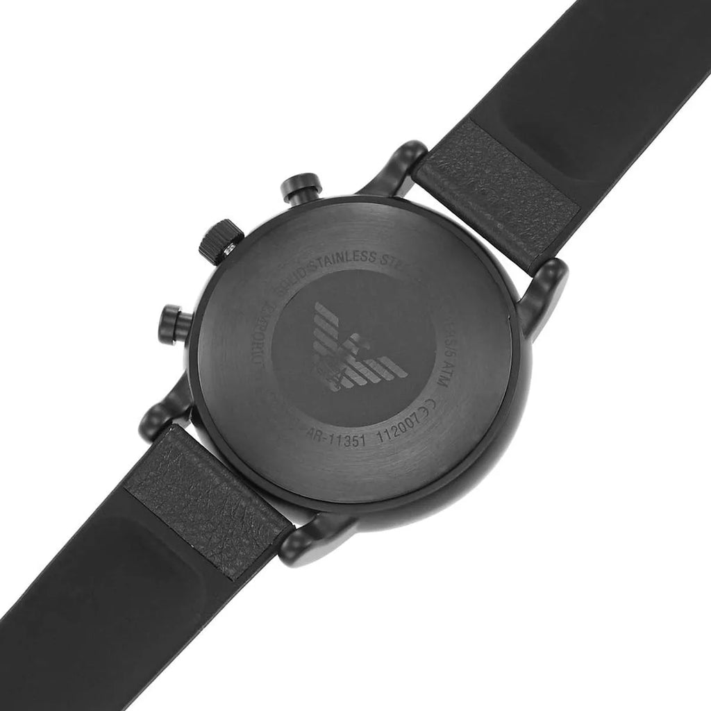 Emporio Armani Luigi AR11351 Blue Dial Black Leather Watch