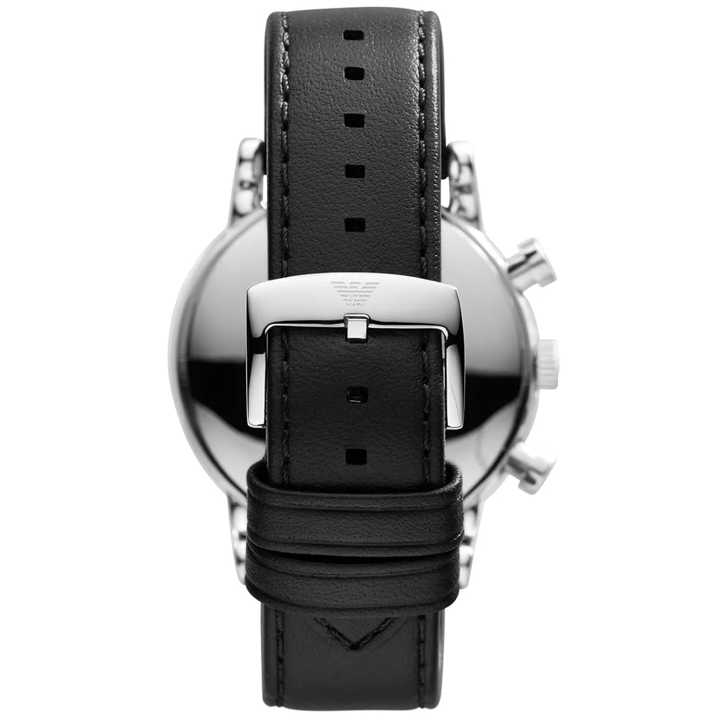 Emporio Armani Luigi AR1733 Black Dial Silver Leather Watch