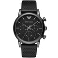 Emporio Armani Luigi AR1737 All Black Perforated Leather Watch