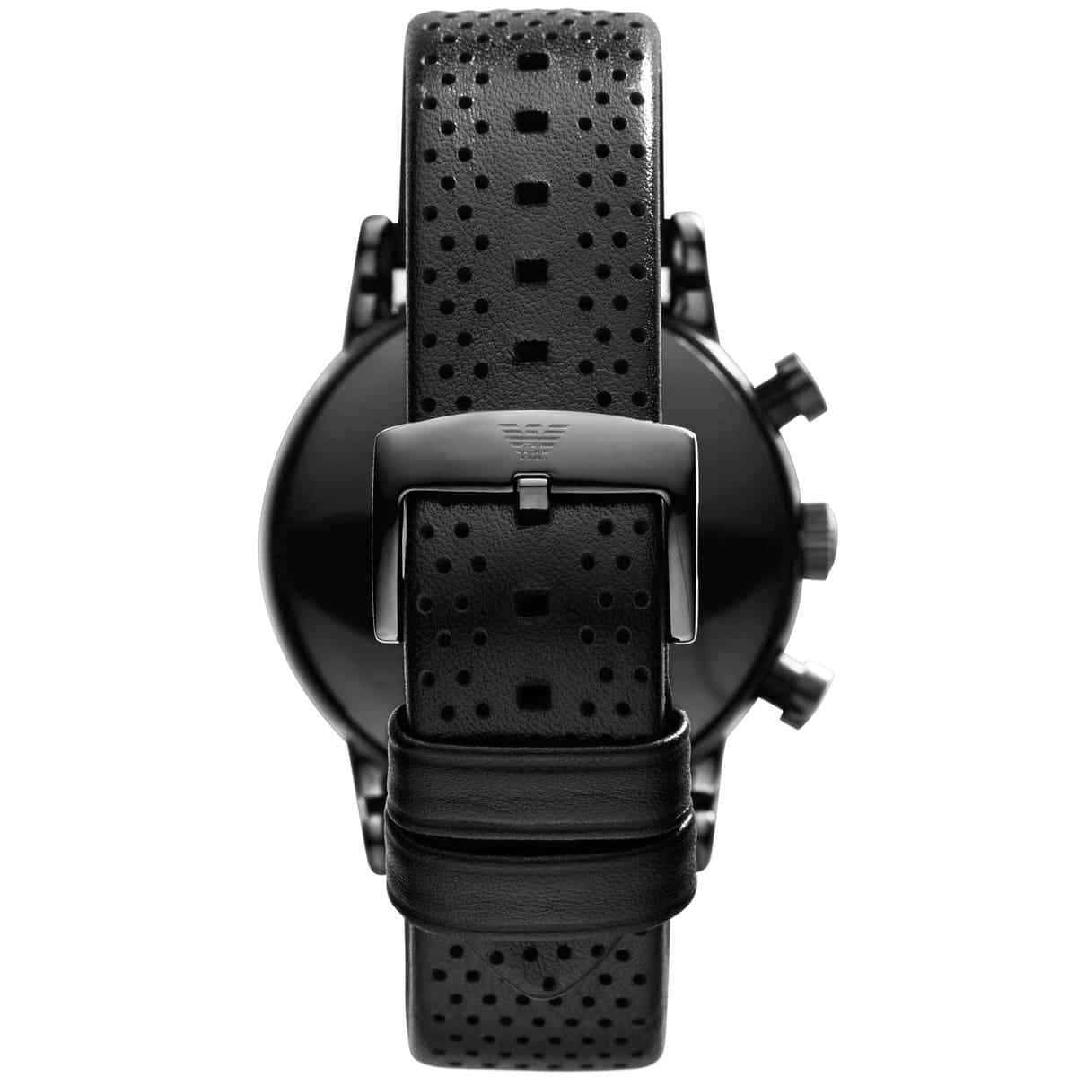 Emporio Armani Luigi AR1737 All Black Perforated Leather Watch
