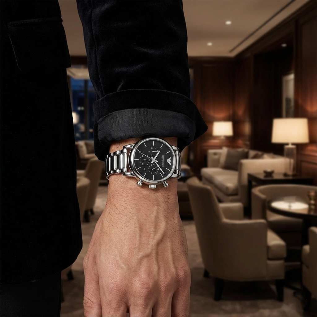 Emporio Armani Luigi AR1853 Black Dial Chronograph Watch