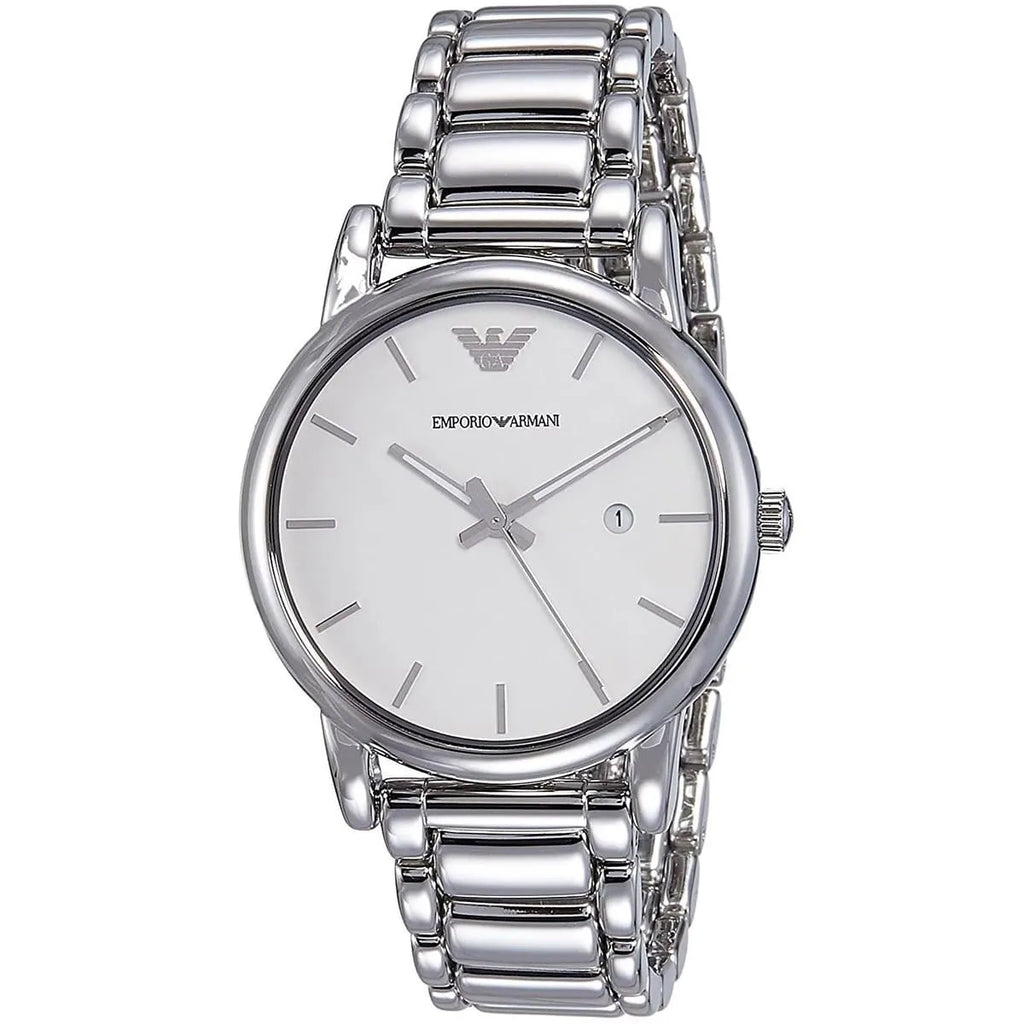 Emporio Armani Luigi AR1854 White Dial Silver Steel Watch