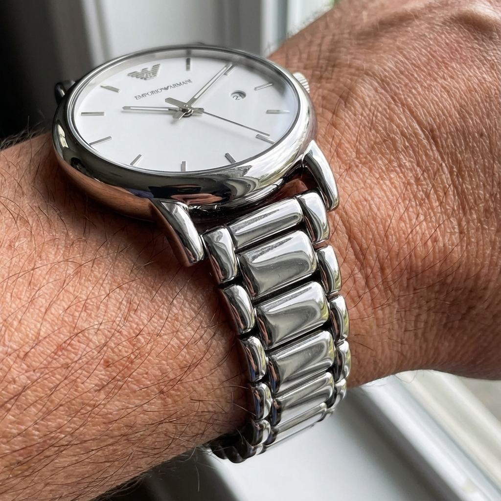 Emporio Armani Luigi AR1854 White Dial Silver Steel Watch
