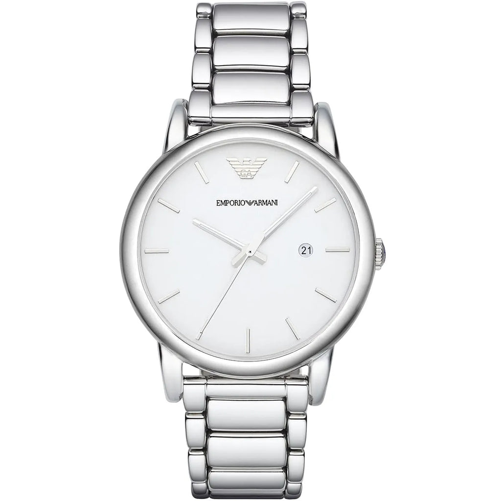 Emporio Armani Luigi AR1854 White Dial Silver Steel Watch