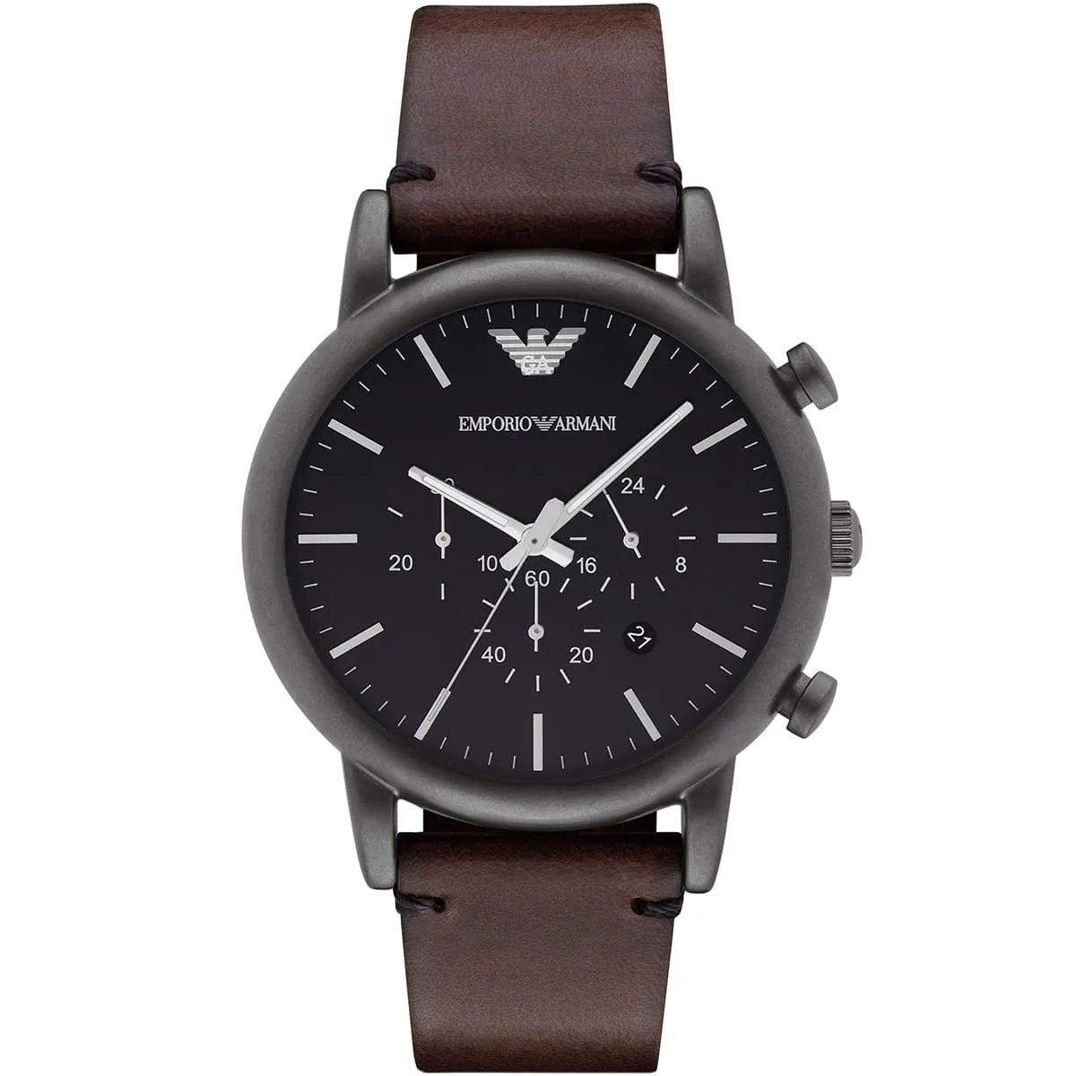 Emporio Armani Luigi AR1919 Gunmetal Brown Leather Watch