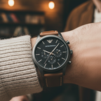 Emporio Armani Luigi AR1919 Gunmetal Brown Leather Watch