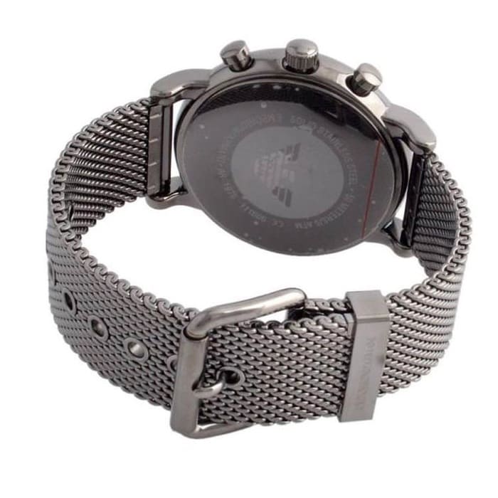 Emporio Armani Luigi AR1979 Gunmetal Mesh Blue Dial Watch