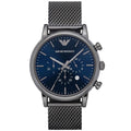 Emporio Armani Luigi AR1979 Gunmetal Mesh Blue Dial Watch