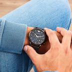 Emporio Armani Luigi AR1979 Gunmetal Mesh Blue Dial Watch