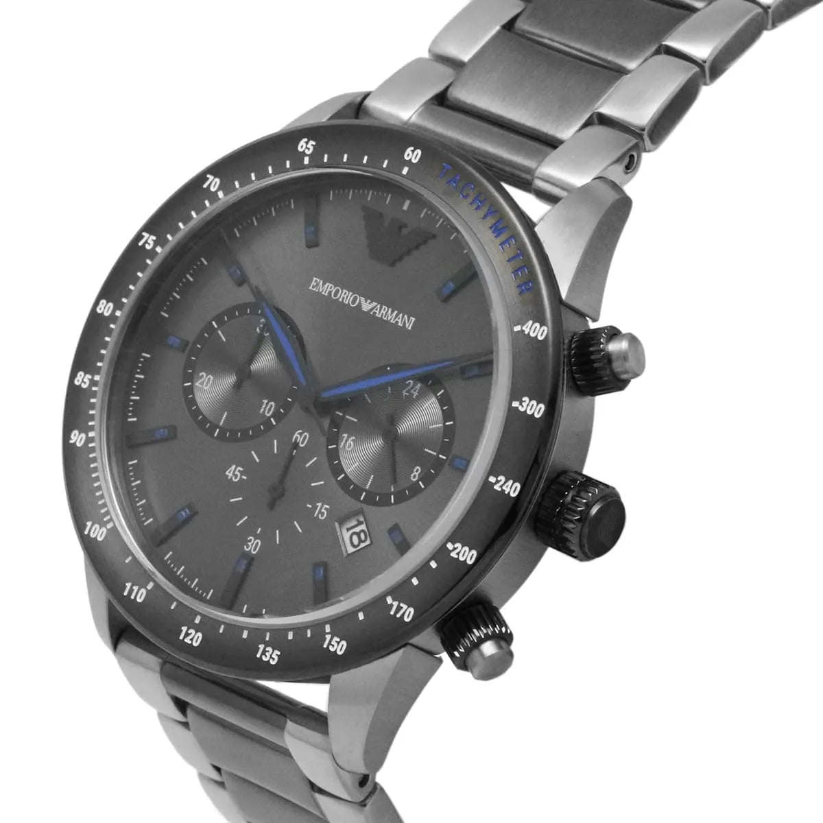 Emporio Armani Mario AR11391 Grey Dial Blue Accents Watch
