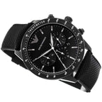 Emporio Armani Mario AR11453 All-Black Chronograph Fabric Watch