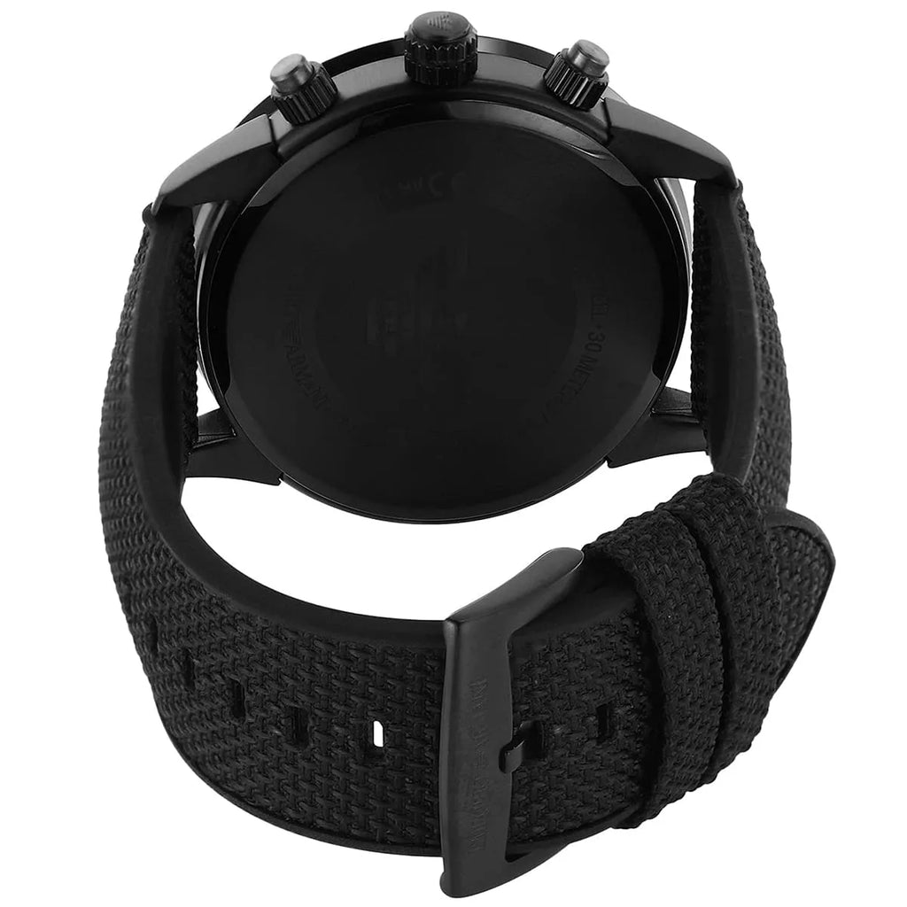 Emporio Armani Mario AR11453 All-Black Chronograph Fabric Watch