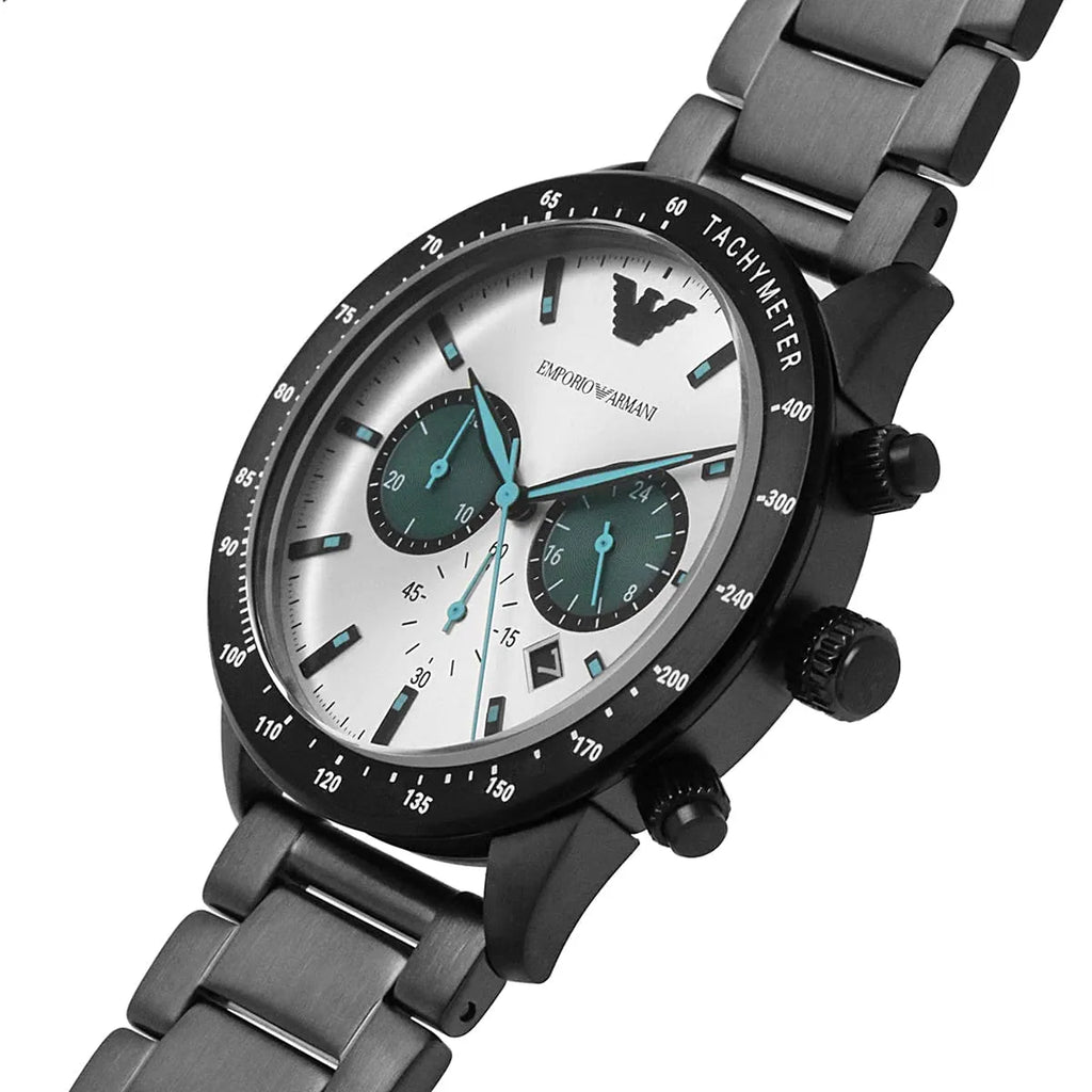 Emporio Armani Mario AR11471 Gunmetal Watch with Teal Accents