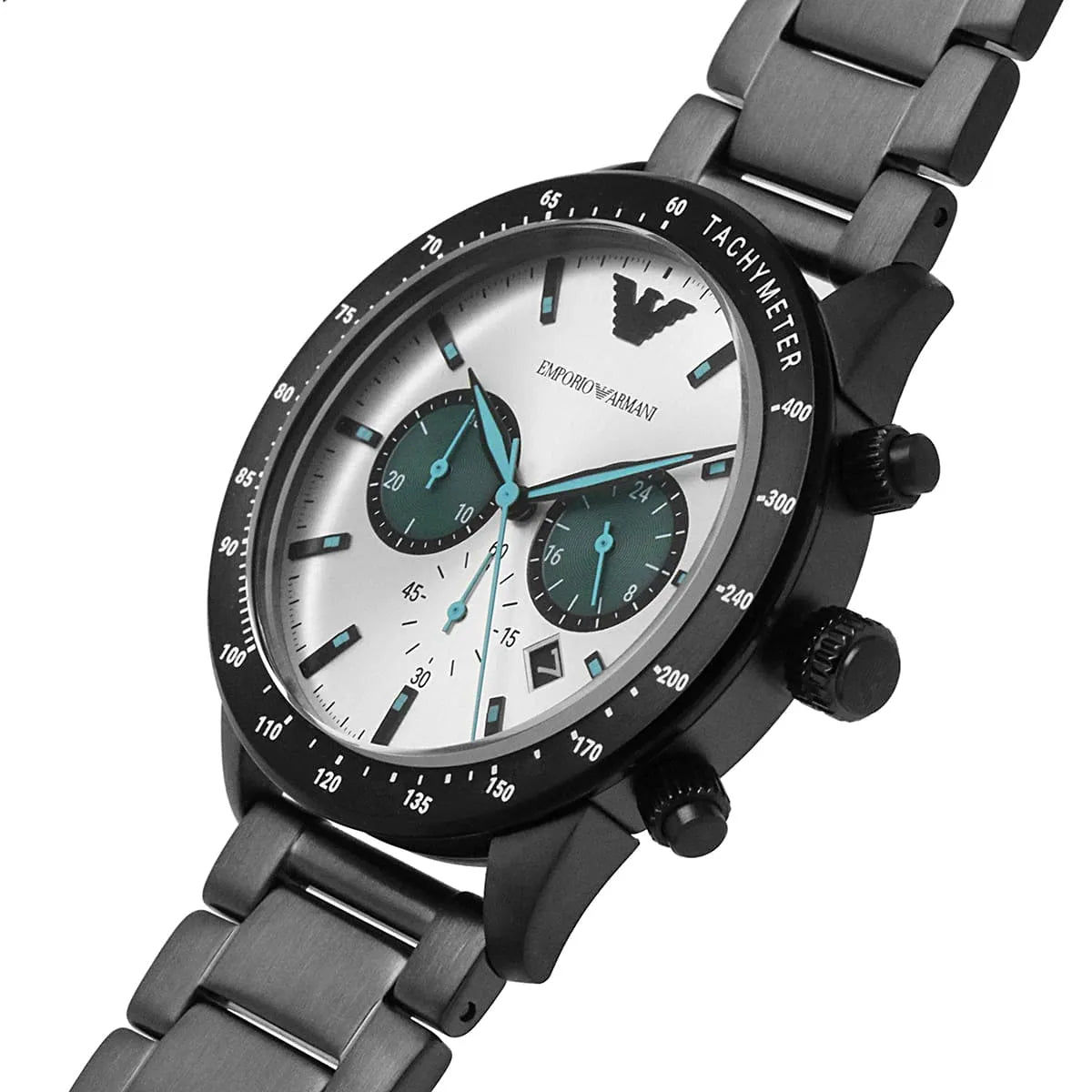 Emporio Armani Mario AR11471 Gunmetal Watch with Teal Accents
