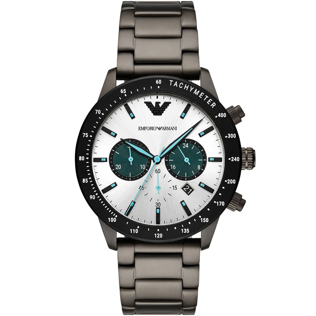 Emporio Armani Mario AR11471 Gunmetal Watch with Teal Accents