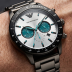Emporio Armani Mario AR11471 Gunmetal Watch with Teal Accents