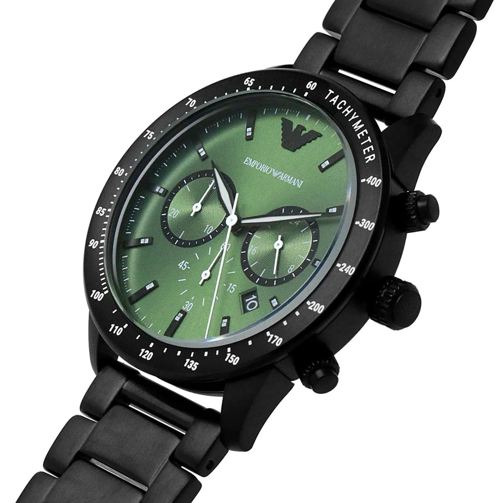 Emporio Armani Mario AR11472 Green Dial Black Steel Watch
