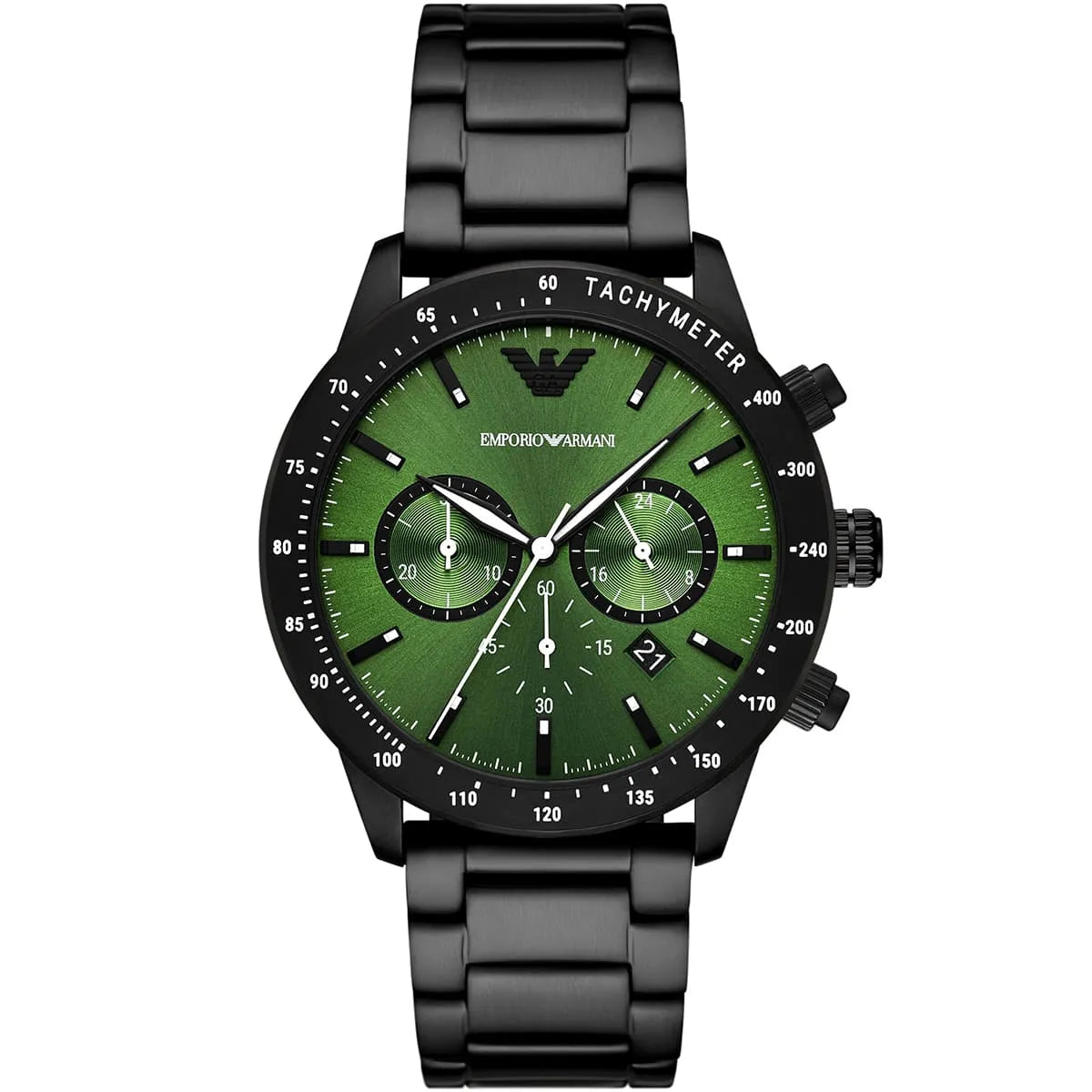 Emporio Armani Mario AR11472 Green Dial Black Steel Watch