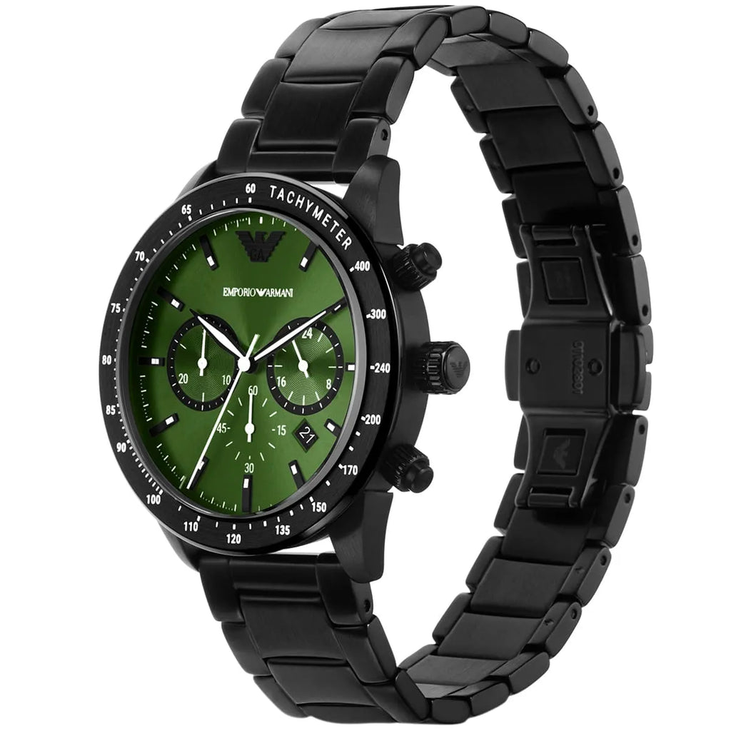 Emporio Armani Mario AR11472 Green Dial Black Steel Watch