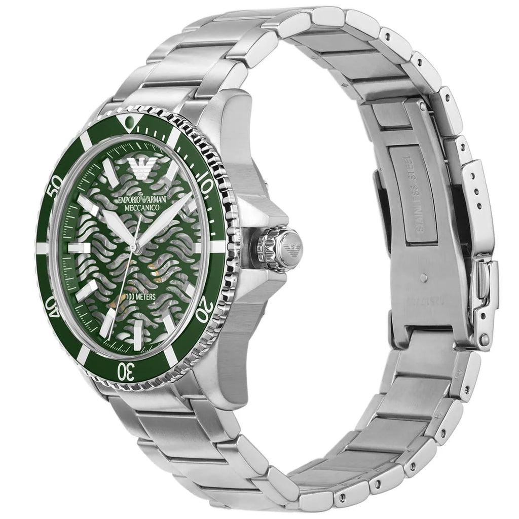 Emporio Armani Meccanico AR60061 Automatic Green Skeleton Dial Watch