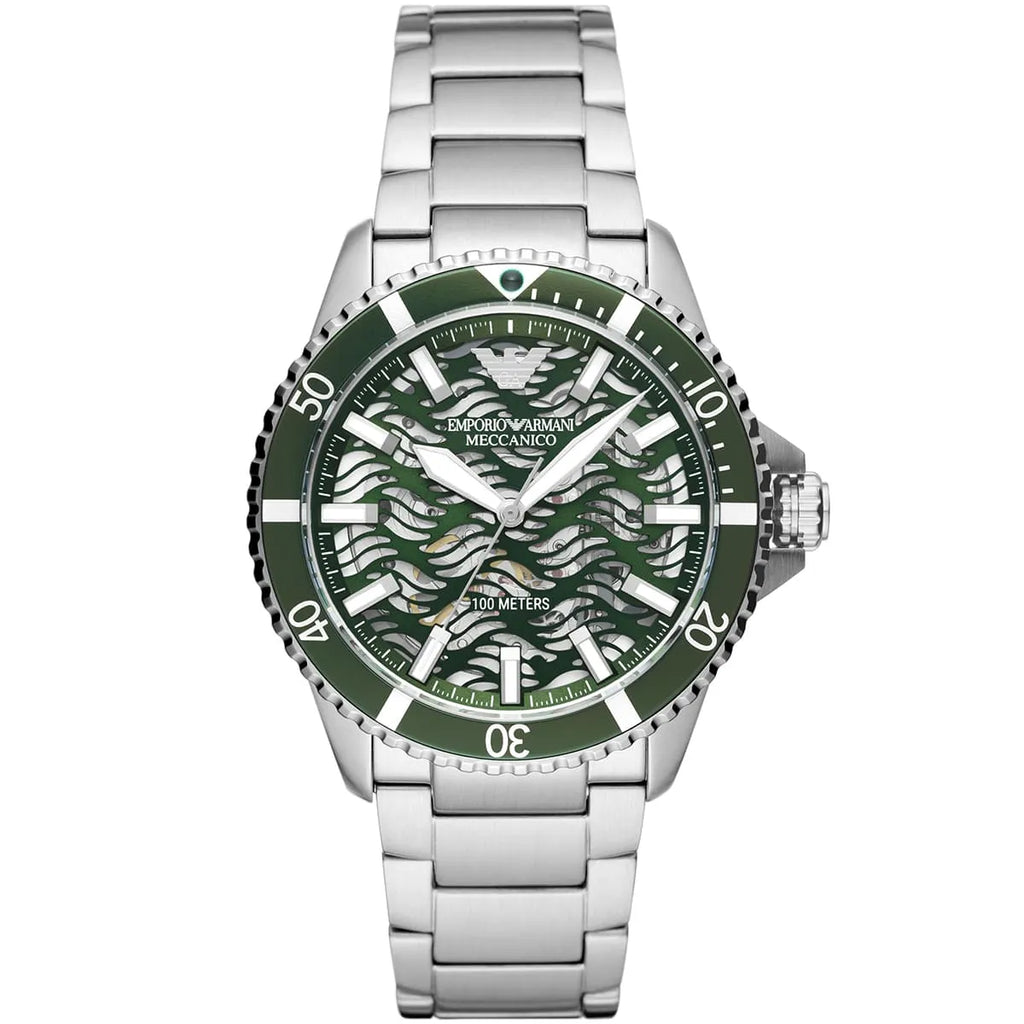 Emporio Armani Meccanico AR60061 Automatic Green Skeleton Dial Watch
