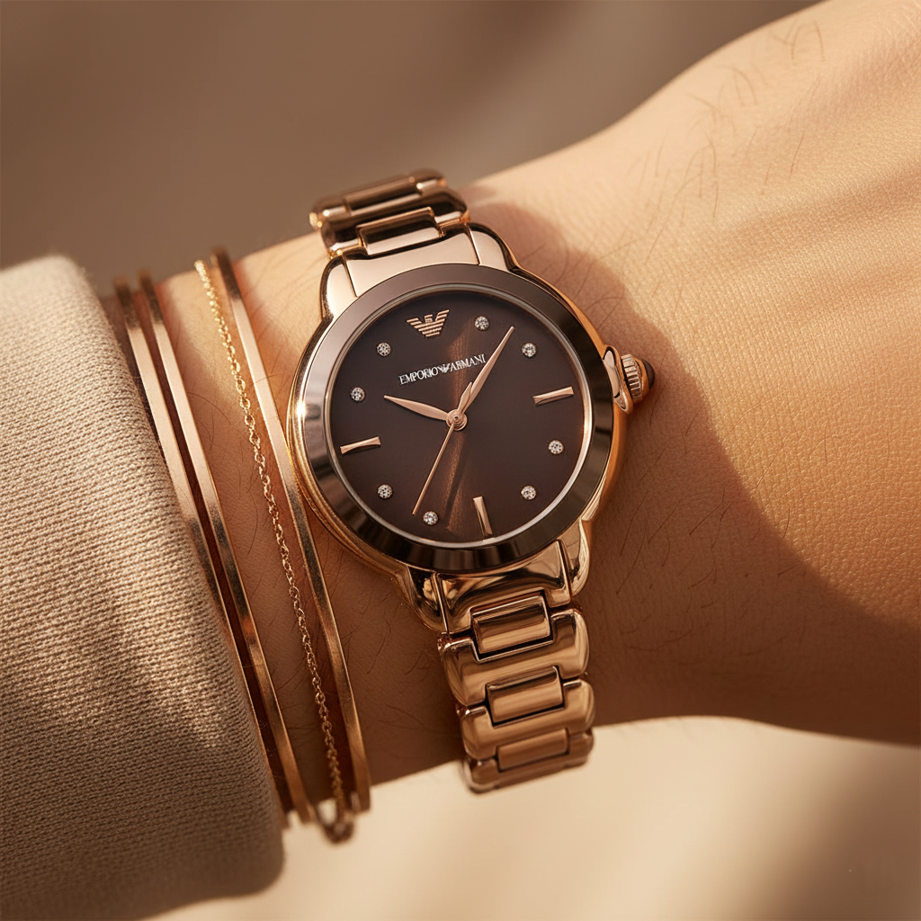 Emporio Armani Mia AR11570 Rose Gold Chocolate Dial Ladies Watch