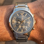 Emporio Armani Renato AR11047 Grey Dial Gold Accents Watch